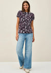 Cecil Leaf Print Button Detail Top, Wine