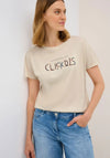 Cecil Embellished Text T-Shirt, Beige