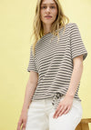 Cecil Striped Knit Kont Trim Top, Beige and Navy