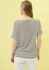Cecil Striped Knit Kont Trim Top, Beige and Navy