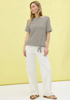 Cecil Striped Knit Kont Trim Top, Beige and Navy