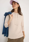 Cecil Ribbed Drawstring Cropped Sleeve Top, Beige