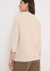 Cecil Ribbed Drawstring Cropped Sleeve Top, Beige