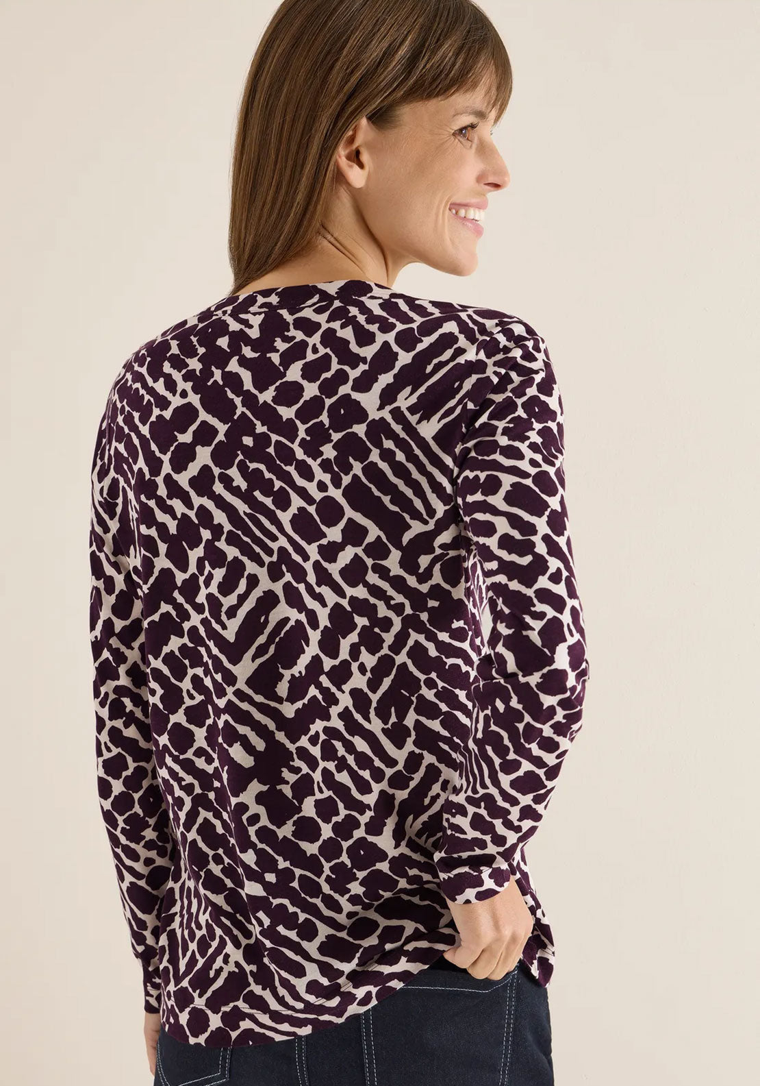 Cecil Printed Tunic Style Jersey Top, Wine