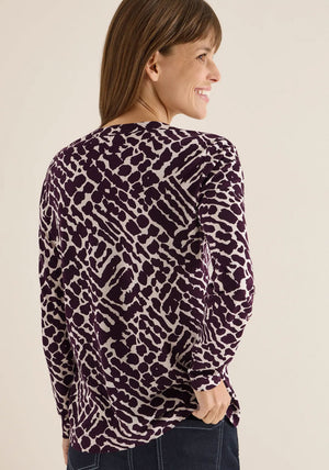 Cecil Printed Tunic Style Jersey Top, Wine