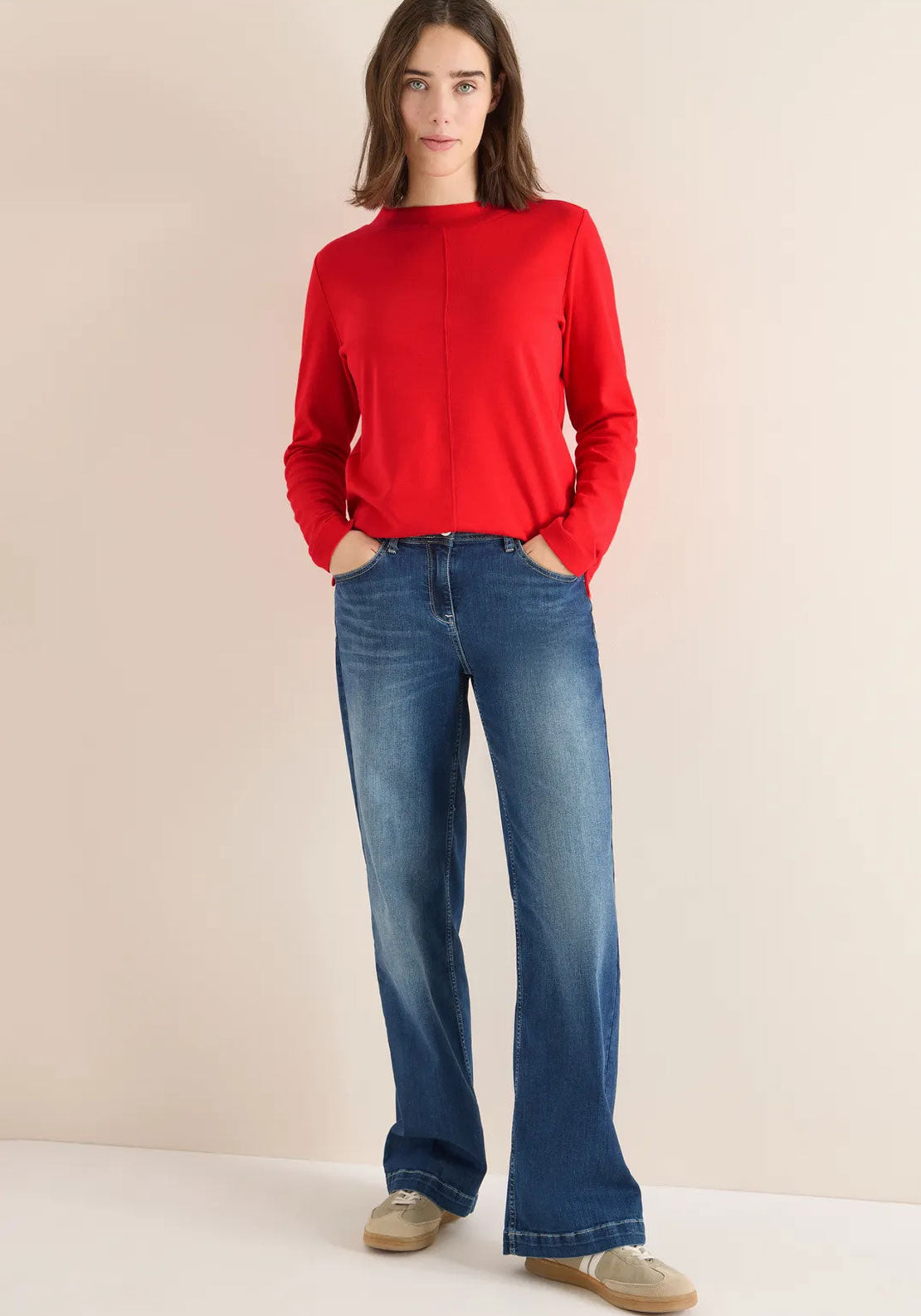 CECIL TOS SOLID FUNNEL NECK