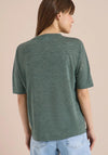 Cecil Knit Button Shoulder T-Shirt, Green