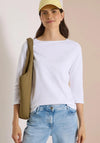 Cecil Boat Neck Cropped Sleeve Top, White