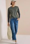 Cecil Leopard Sleeve Long Sleeve Top, Green