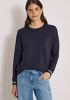 Cecil Ribbed Cuff Long Sleeve Top, Navy