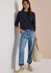 Cecil Ribbed Cuff Long Sleeve Top, Navy