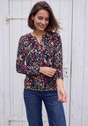 Cecil Printed Split Neck Tunic Top, Navy Multi