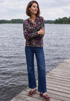 Cecil Printed Split Neck Tunic Top, Navy Multi