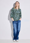 Cecil Printed Light Cotton Blouse, Green