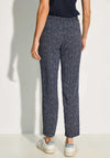 Cecil Printed Slim Leg Elastic Waist Trousers, Navy