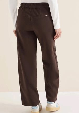 Cecil Stripe Side Wide Leg Trousers, Brown