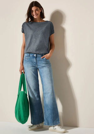 Cecil Button Shoulder T-Shirt, Grey