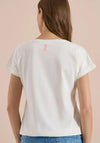 Cecil Embroidered Motif Elastic Hem Top, Off White