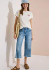 Cecil Embroidered Motif Elastic Hem Top, Off White