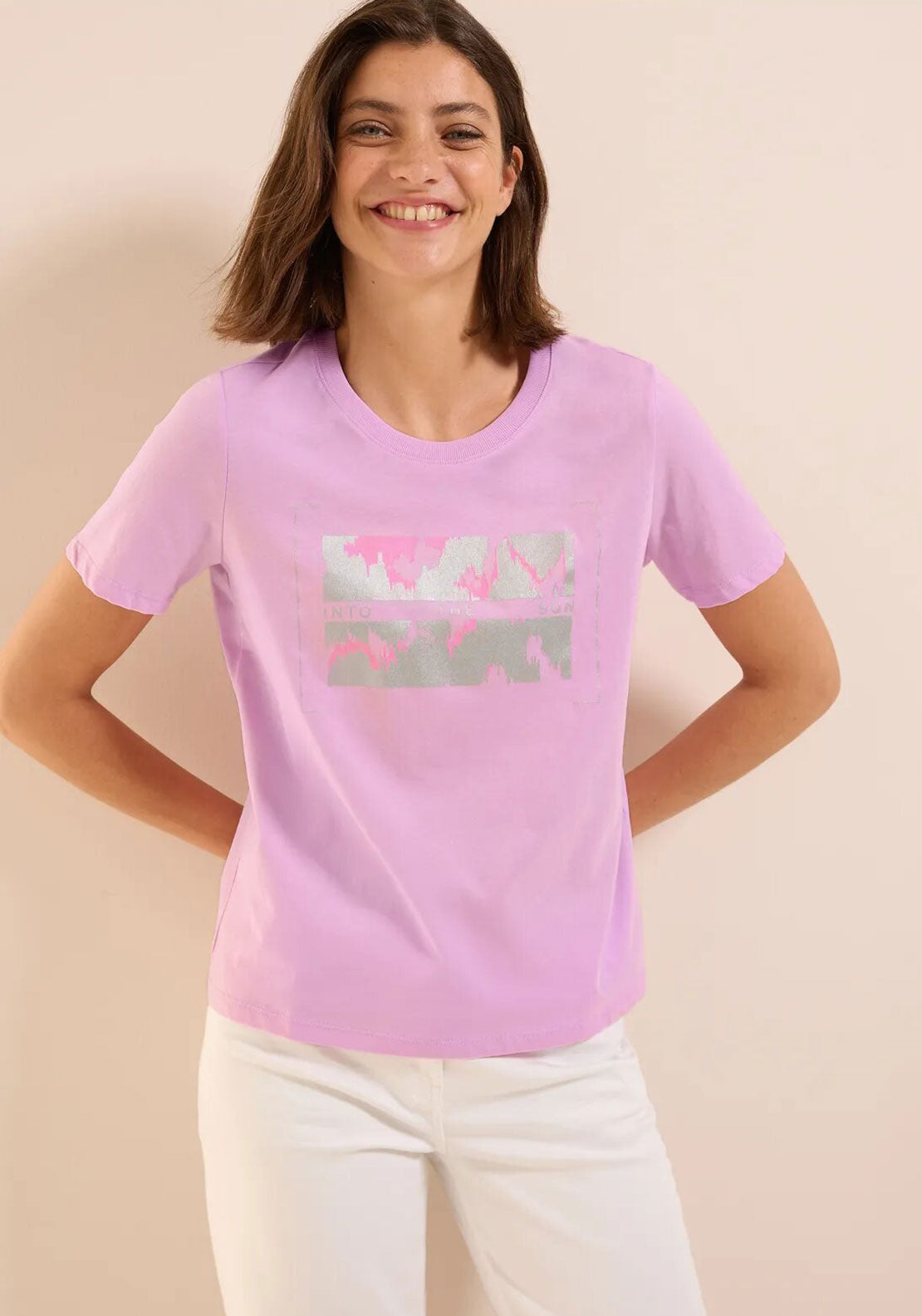 Cecil Foil Graphic Print T-Shirt, Pink