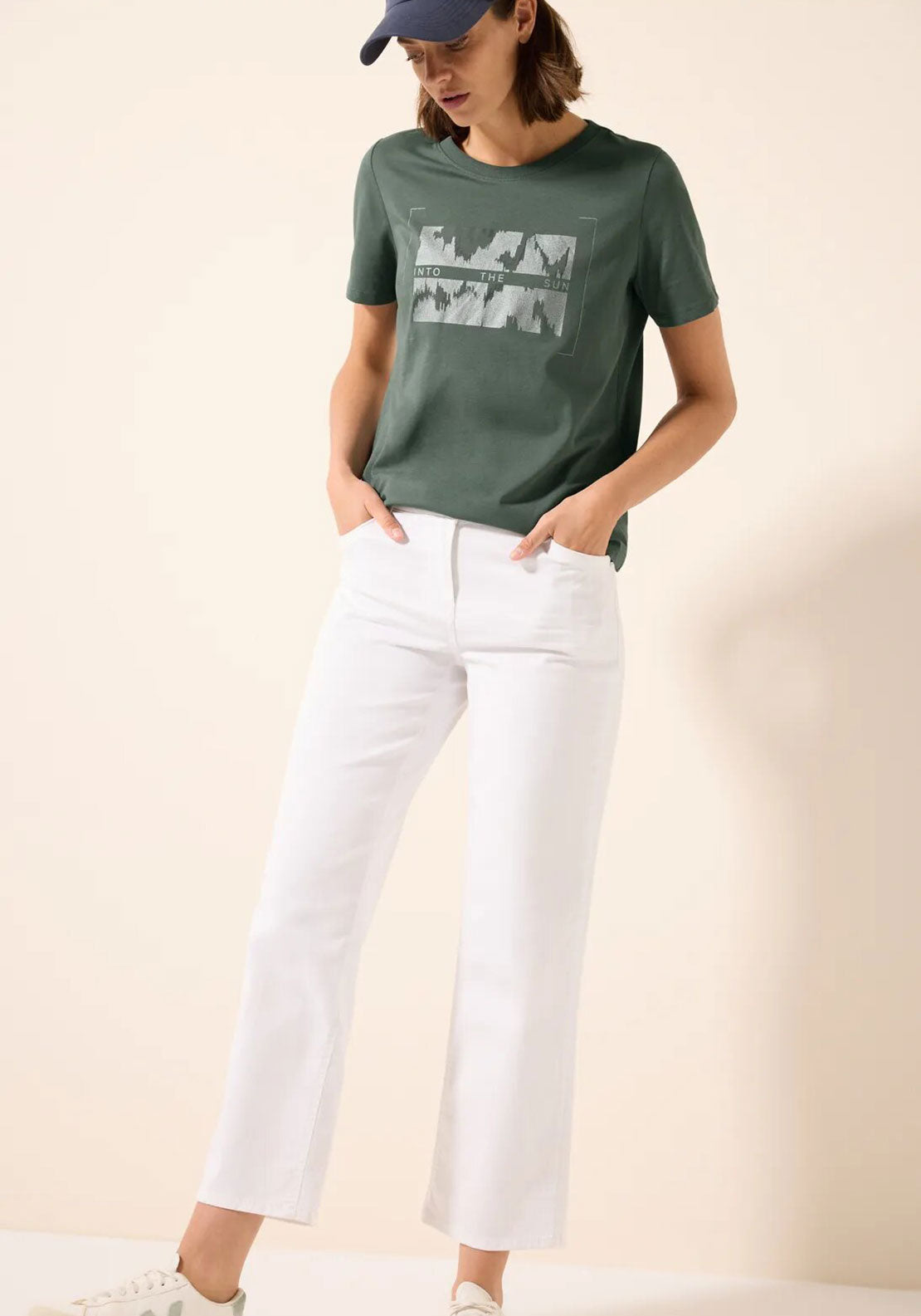 Cecil Foil Graphic Print T-Shirt, Green