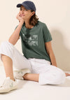 Cecil Foil Graphic Print T-Shirt, Green