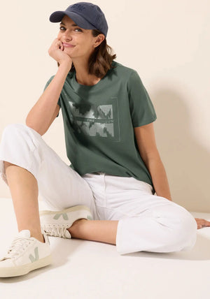 Cecil Foil Graphic Print T-Shirt, Green