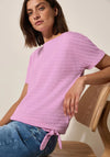 Cecil Textured Rib Tie Trim Top, Pink