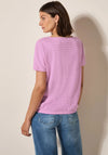 Cecil Textured Rib Tie Trim Top, Pink