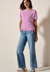 Cecil Textured Rib Tie Trim Top, Pink