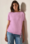 Cecil Textured Rib Tie Trim Top, Pink