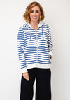 Cecil Striped Zip Up Cardigan, White and Blue