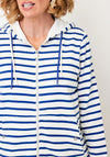 Cecil Striped Zip Up Cardigan, White and Blue