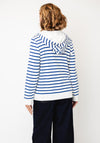 Cecil Striped Zip Up Cardigan, White and Blue