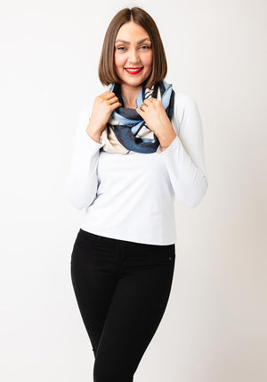 Cecil Cozy Print Loop Scarf, Blue