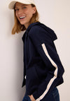 Cecil Sweat Jacket with Cream Side Stripe, Navy