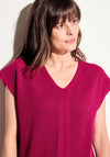 Cecil Crochet Knit V Neck Top, Pink