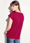 Cecil Crochet Knit V Neck Top, Pink