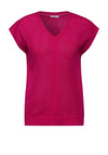 Cecil Crochet Knit V Neck Top, Pink
