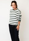 Cecil Striped with Embroidered Detail Jumper, Green