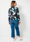 Cecil Geometric Mock Neck Drawstring Top, Black