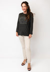 Cecil Rhinestone Embellished Graphic Top, Green