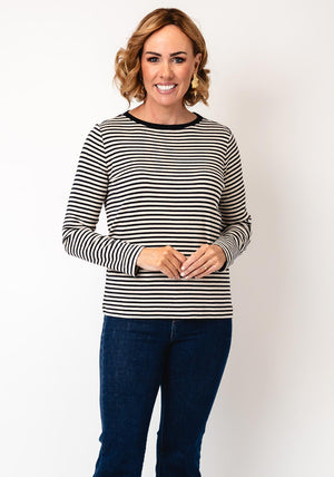 Cecil Striped Long Sleeved Top, Navy