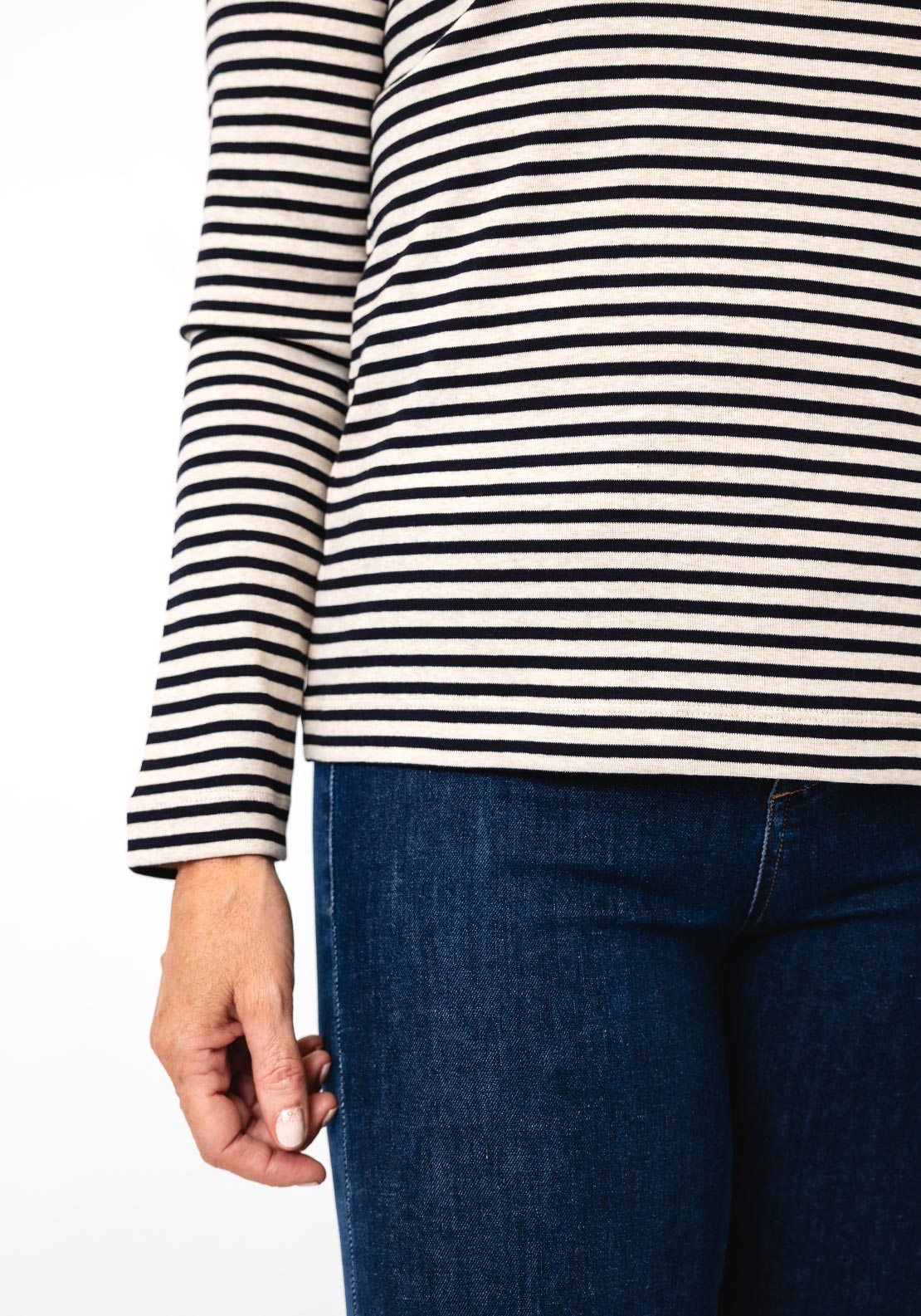 Cecil Striped Long Sleeved Top, Navy