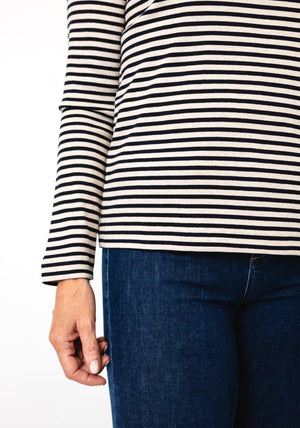 Cecil Striped Long Sleeved Top, Navy