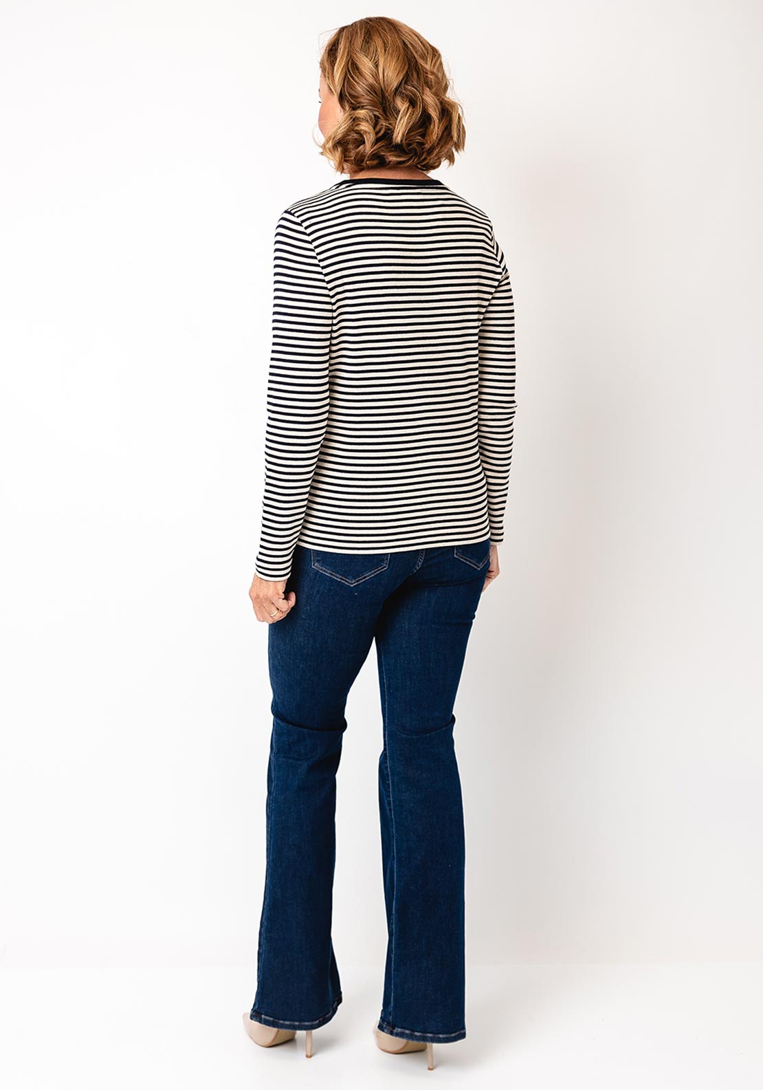 Cecil Striped Long Sleeved Top, Navy