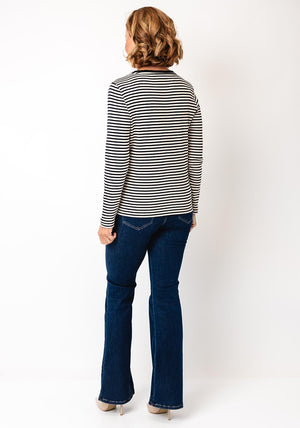 Cecil Striped Long Sleeved Top, Navy