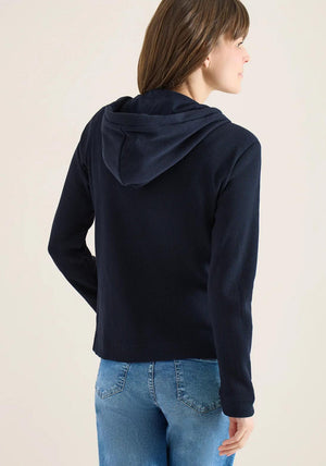 Cecil Waffle Knit Full Zip Hoodie, Navy