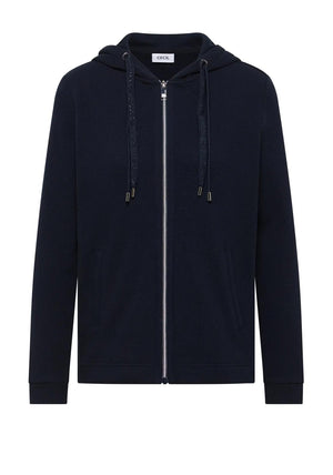 Cecil Waffle Knit Full Zip Hoodie, Navy