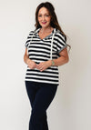 Cecil Sleeveless Striped Hoodie, Black and White